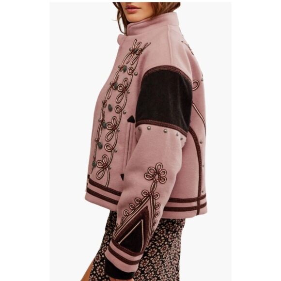 We The Free People Women's Woodrose Boy Band Bomber Jacket Size Small - Picture 2 of 7